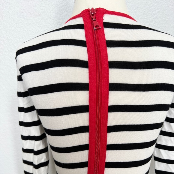 Sale! Intermix Black White Stripe 3/4 sleeve dress Small - Picture 4 of 5